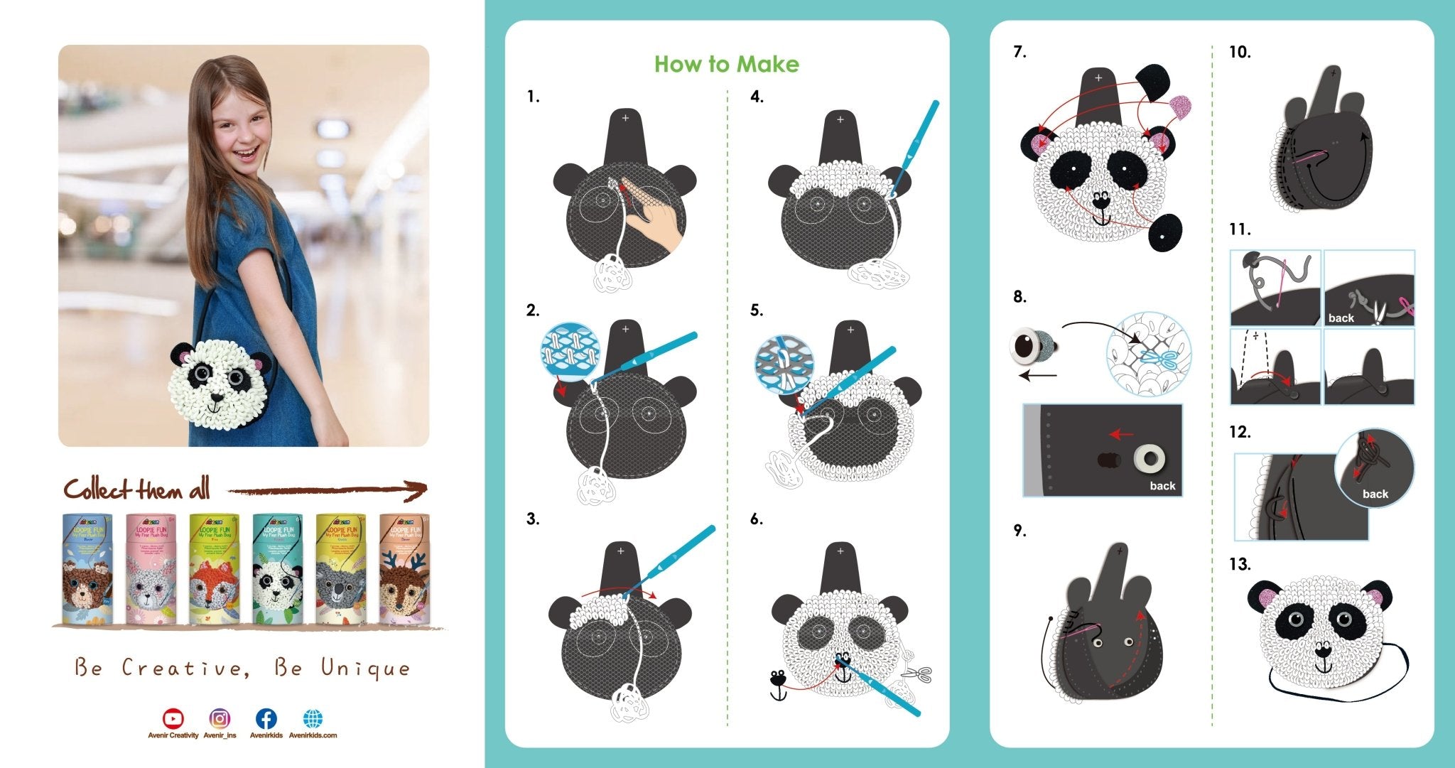 Avenir - Loopie Fun My First Plush Bag - Panda - Image 3